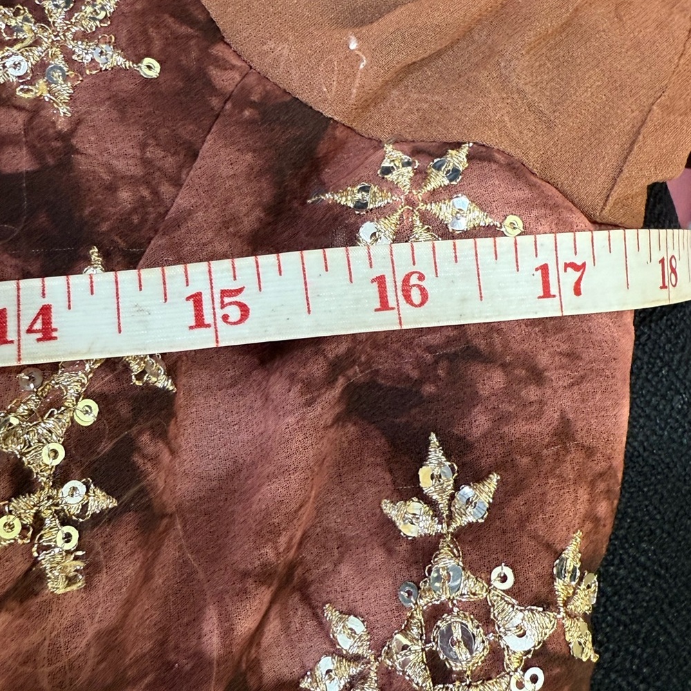 β¨ Lavish Brown & Gold Embellished Party Suit β New, Never Worn (3-Piece) Plazzo - Picture 14 of 14